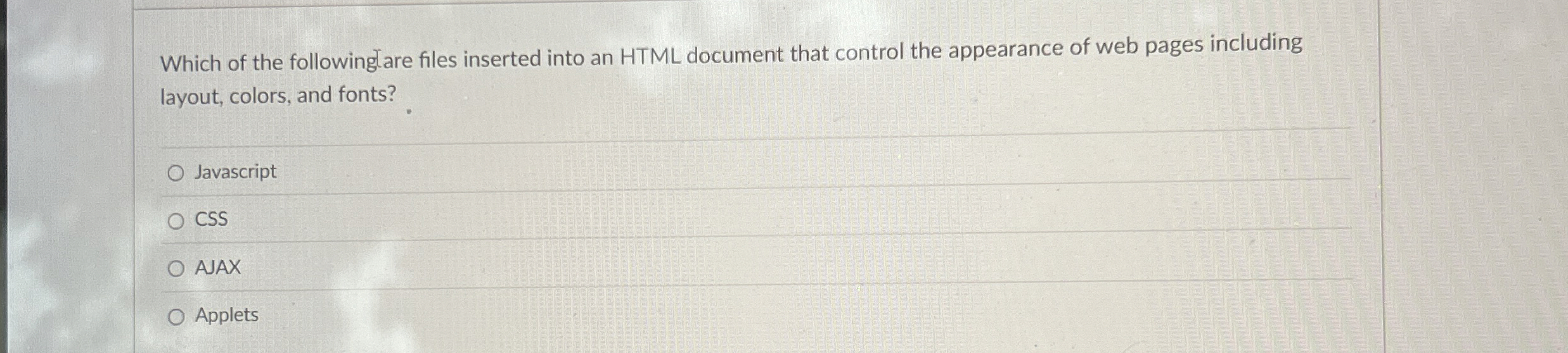 Which of the followinglare files inserted into an