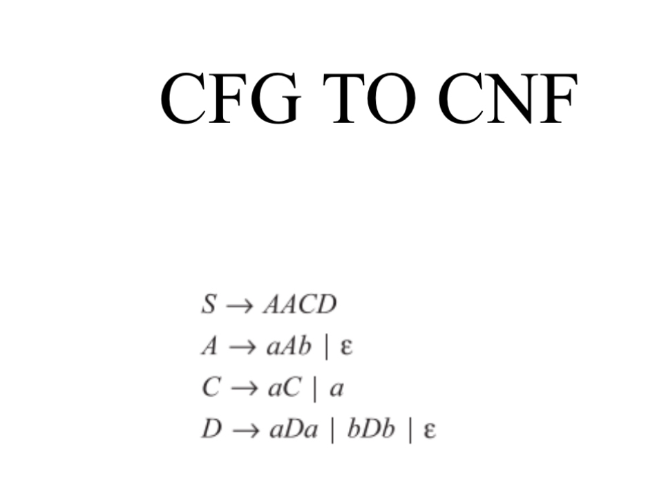 CFG TO CNF S AACD A aAb | | | C a C | a | | D aDa