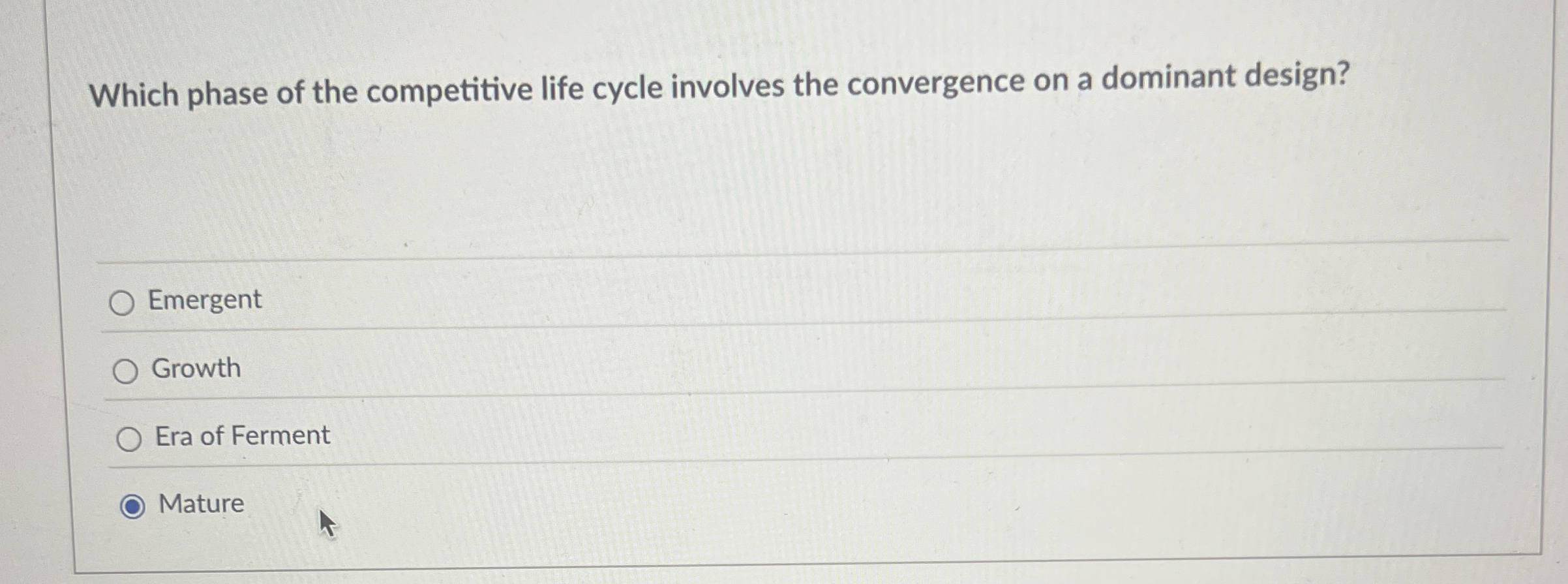 Which phase of the competitive life cycle