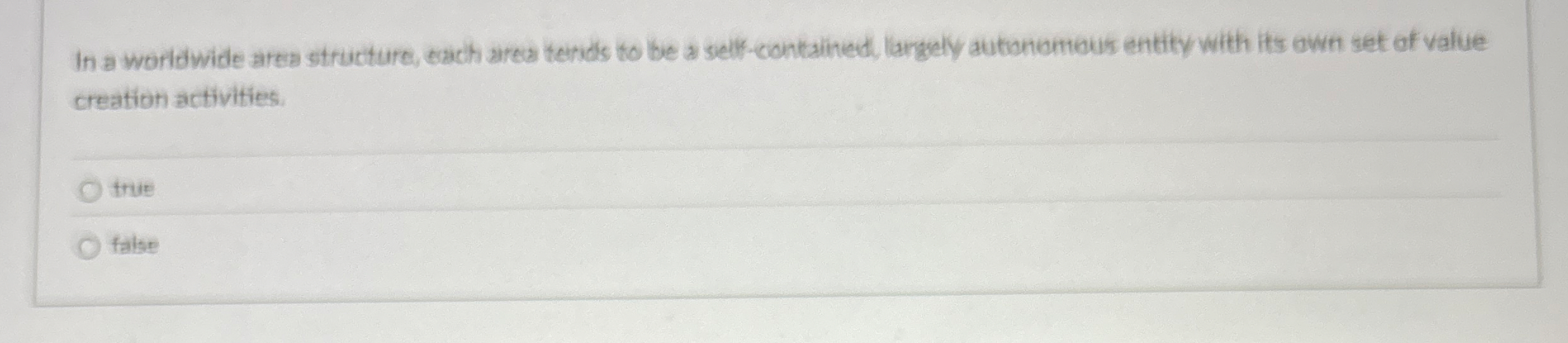 In a worldwide area structure, each area teinds
