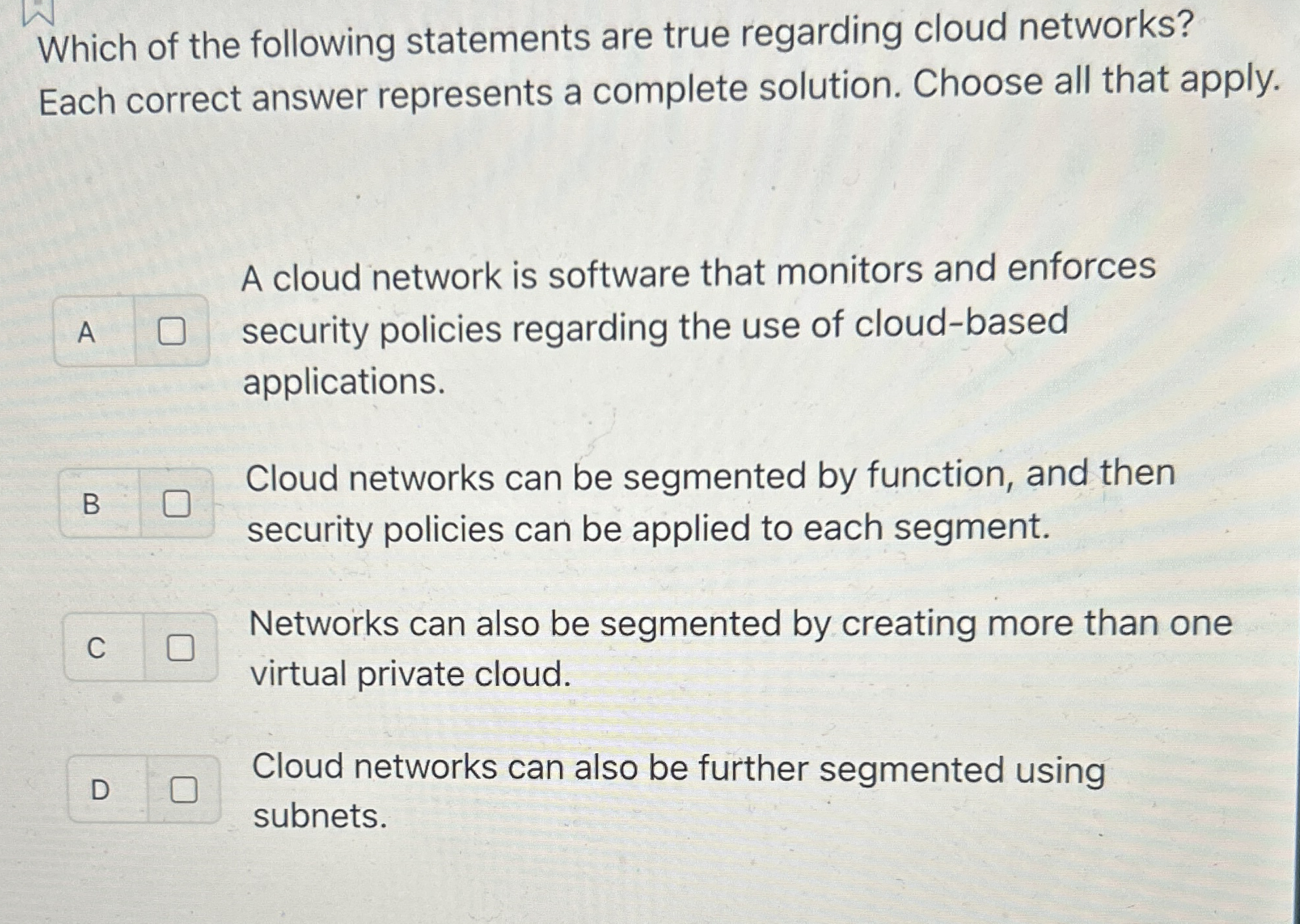 Which of the following statements are true