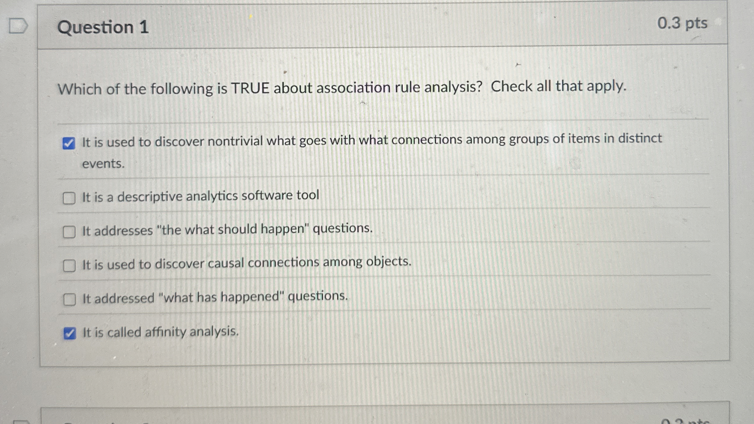 Question 1 0 . 3 pts Which of the following is