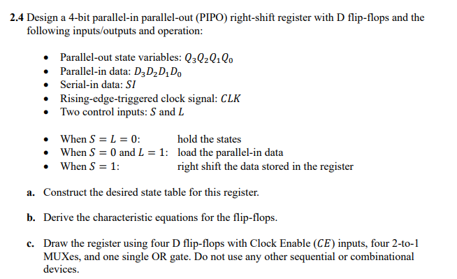 2 . 4 Design a 4 - bit parallel - in parallel -