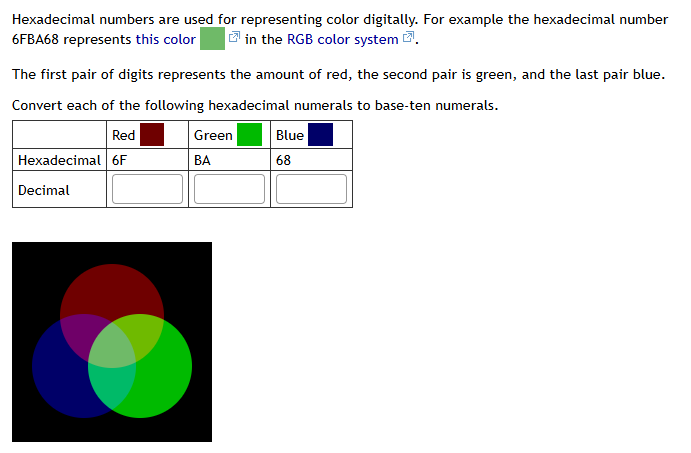 Hexadecimal numbers are used for representing
