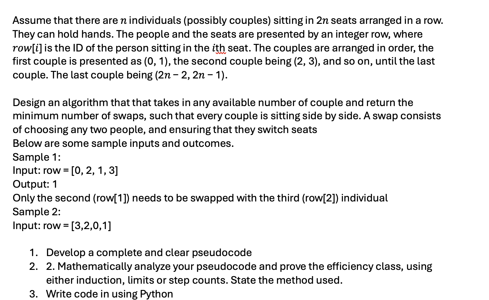 Assume that there are n individuals ( possibly