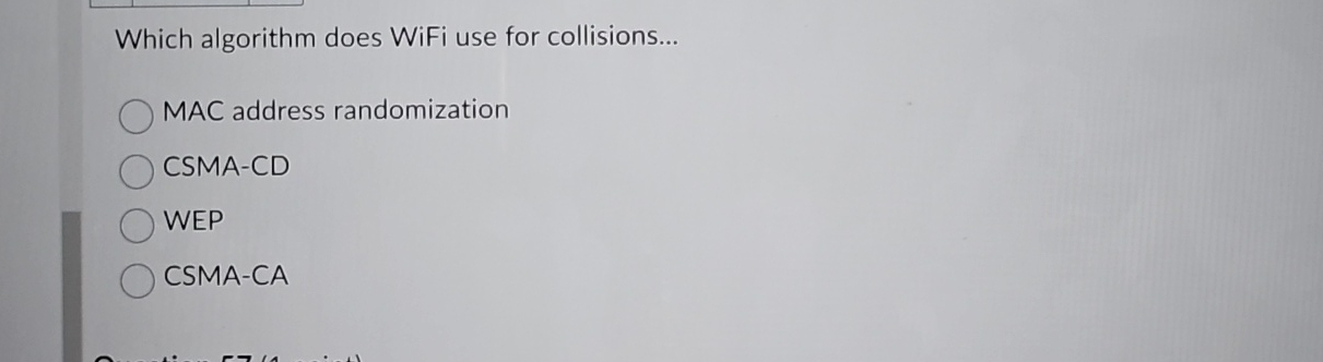 Which algorithm does WiFi use for collisions...