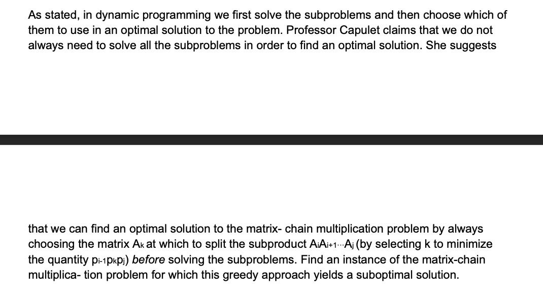 Find an instance of the matrix - chain multiplica