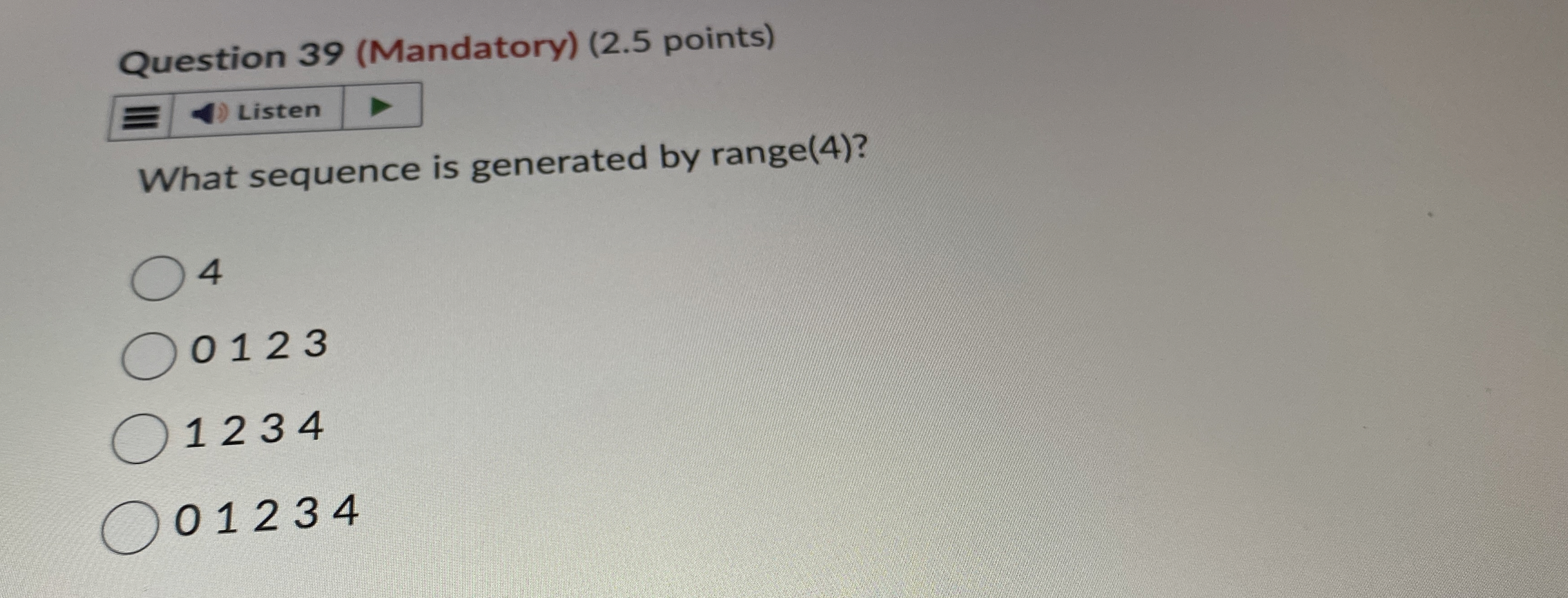 Question 3 9 ( Mandatory ) ( 2 . 5 points ) What