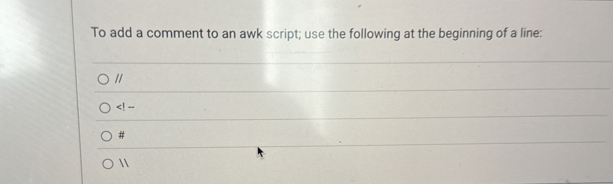 To add a comment to an awk script; use the