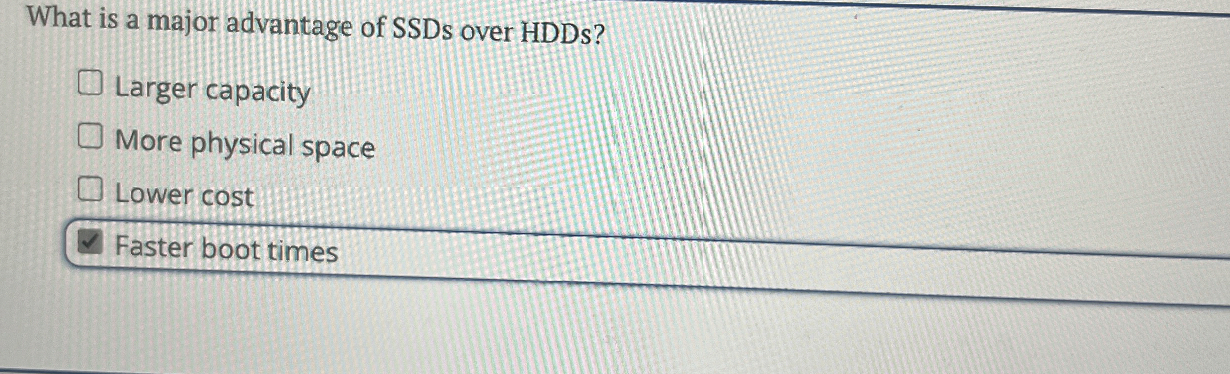 What is a major advantage of SSDs over HDDs ?