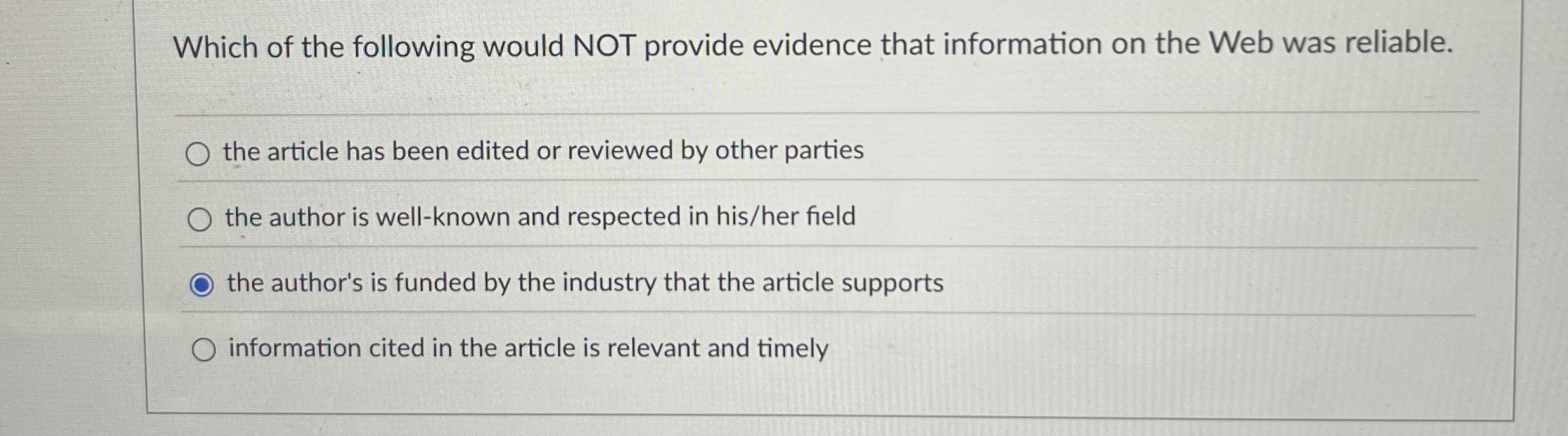 Which of the following would NOT provide evidence