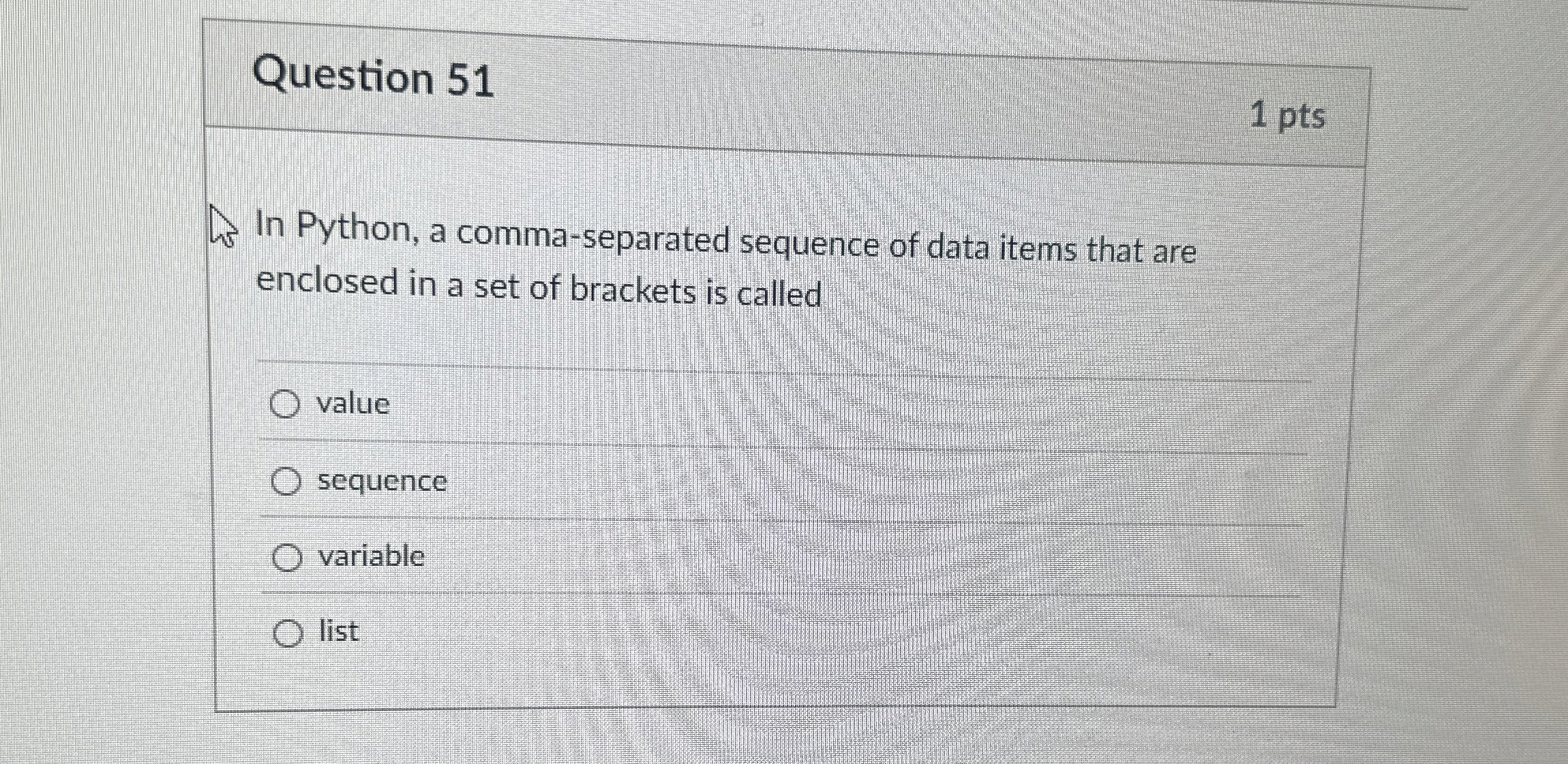 Question 5 1 In Python, a comma - separated