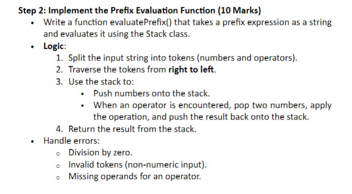 - Write a function evaluatePrefix ( ) that takes