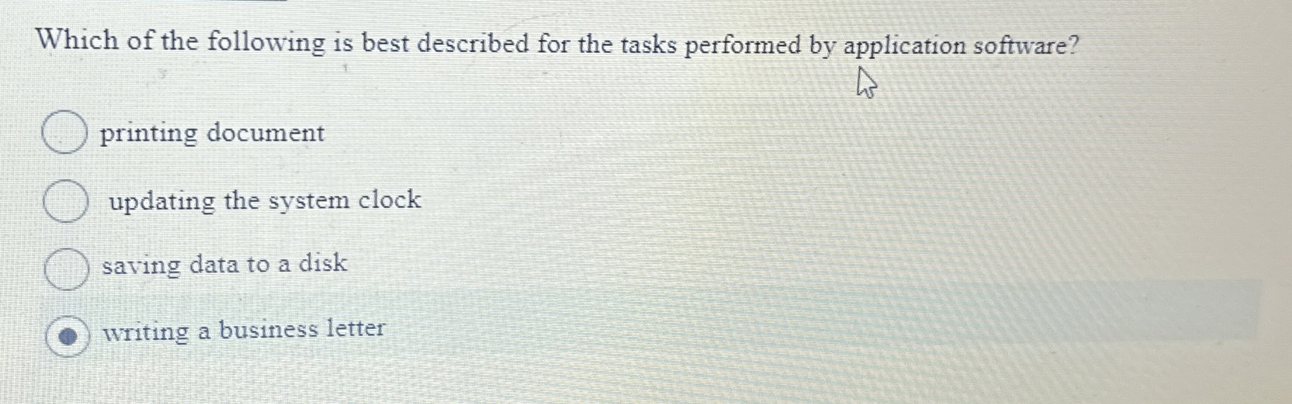 Which of the following is best described for the