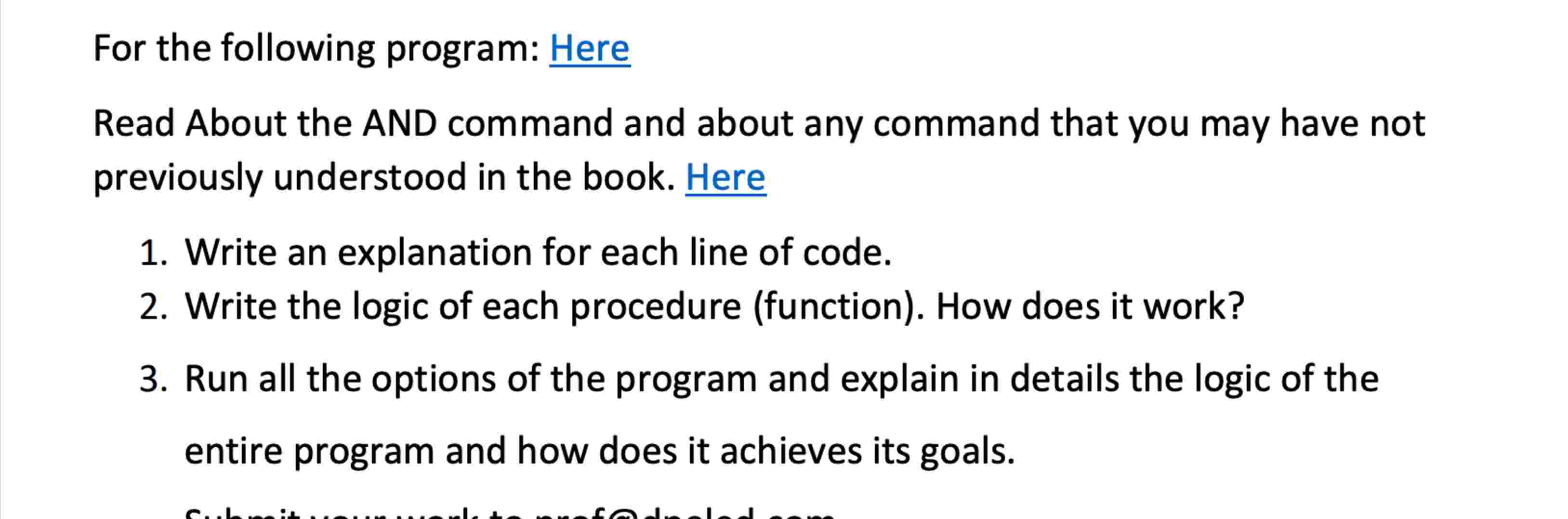 For the following program: Here Read About the