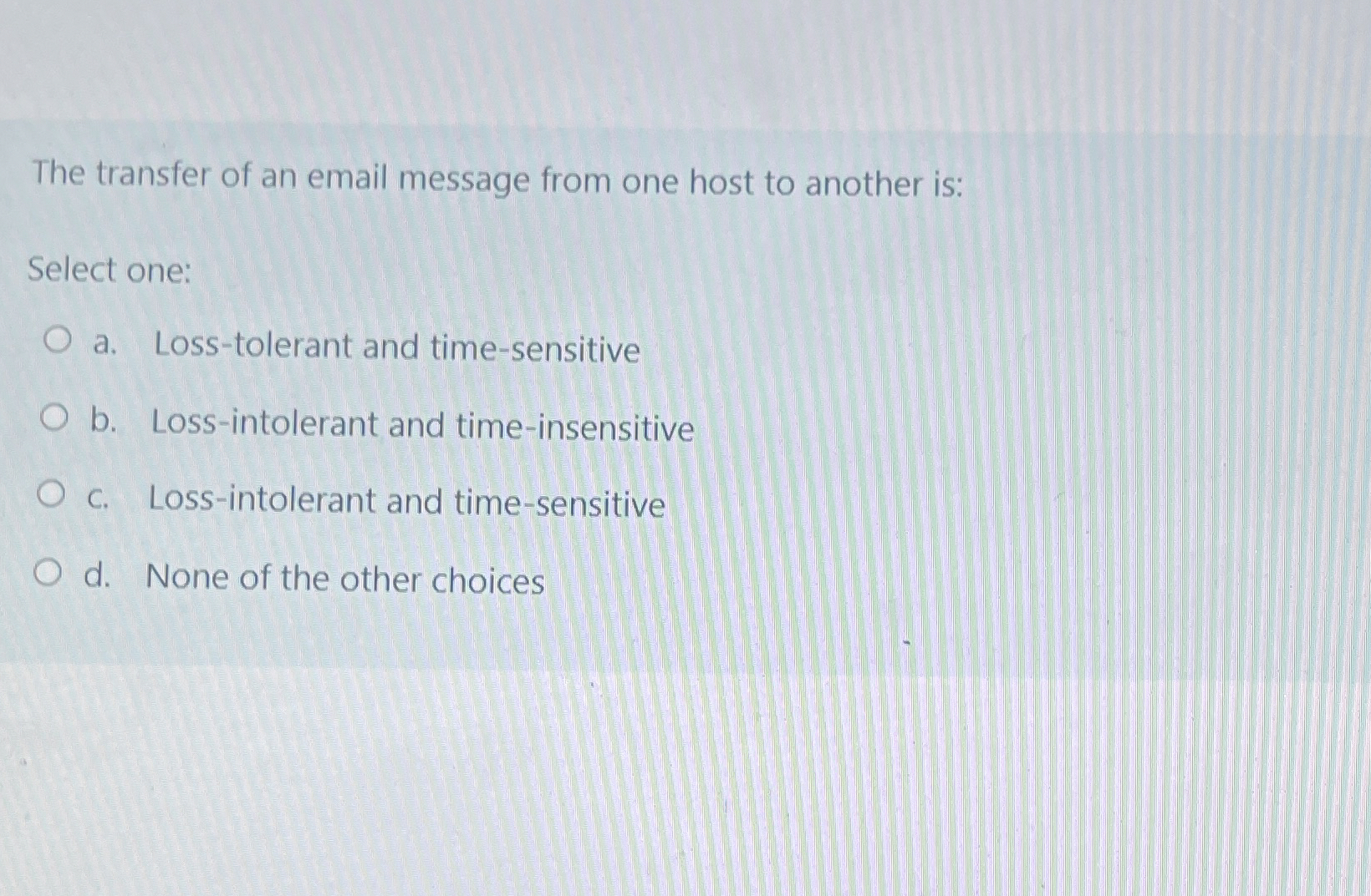 The transfer of an email message from one host to