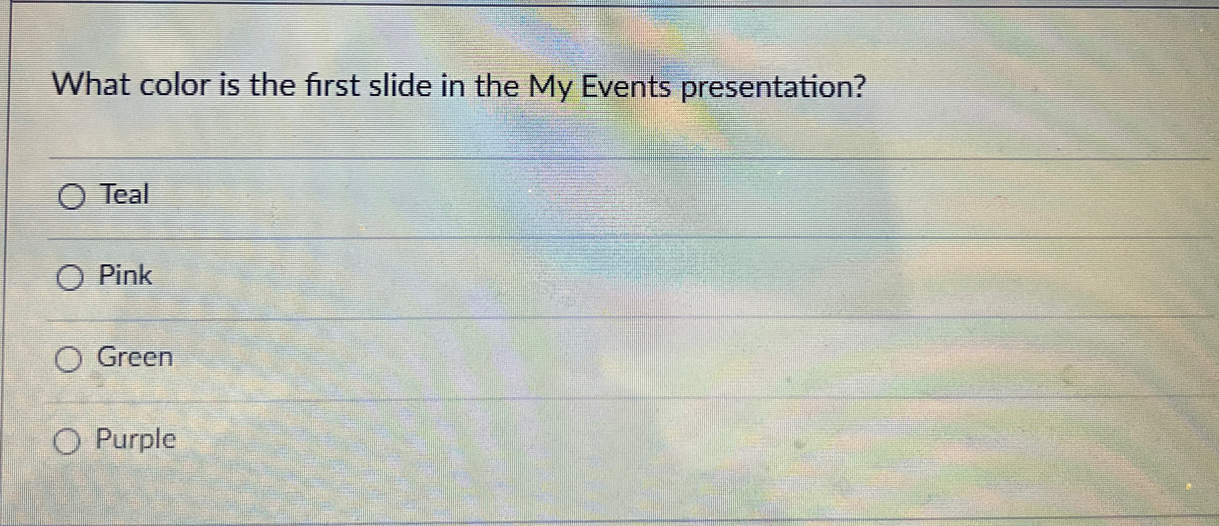 What color is the first slide in the My Events
