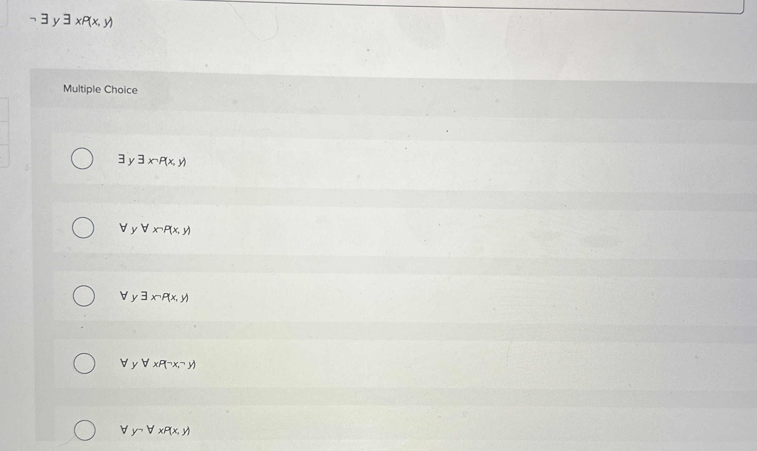 EEEExP ( x , y ) Multiple Choice EEyEExsubP ( x ,