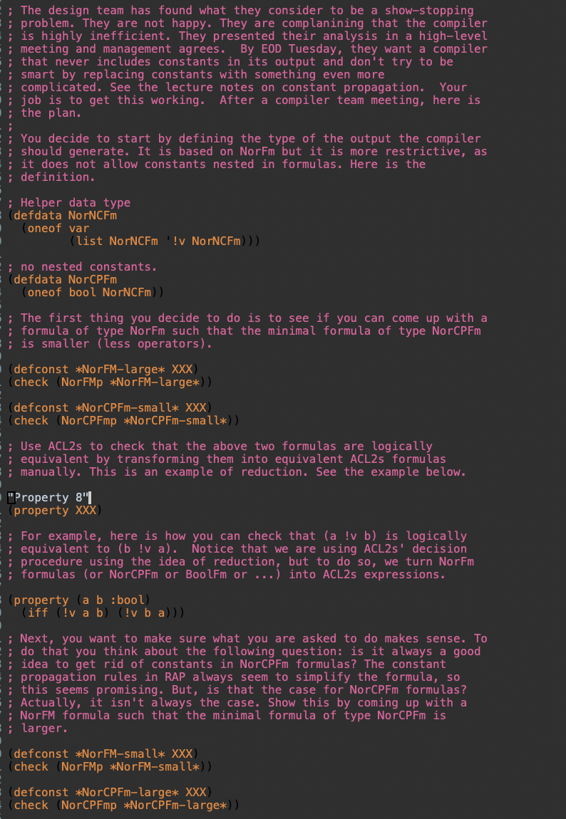 ( ! v is used to represent the Boolean connective