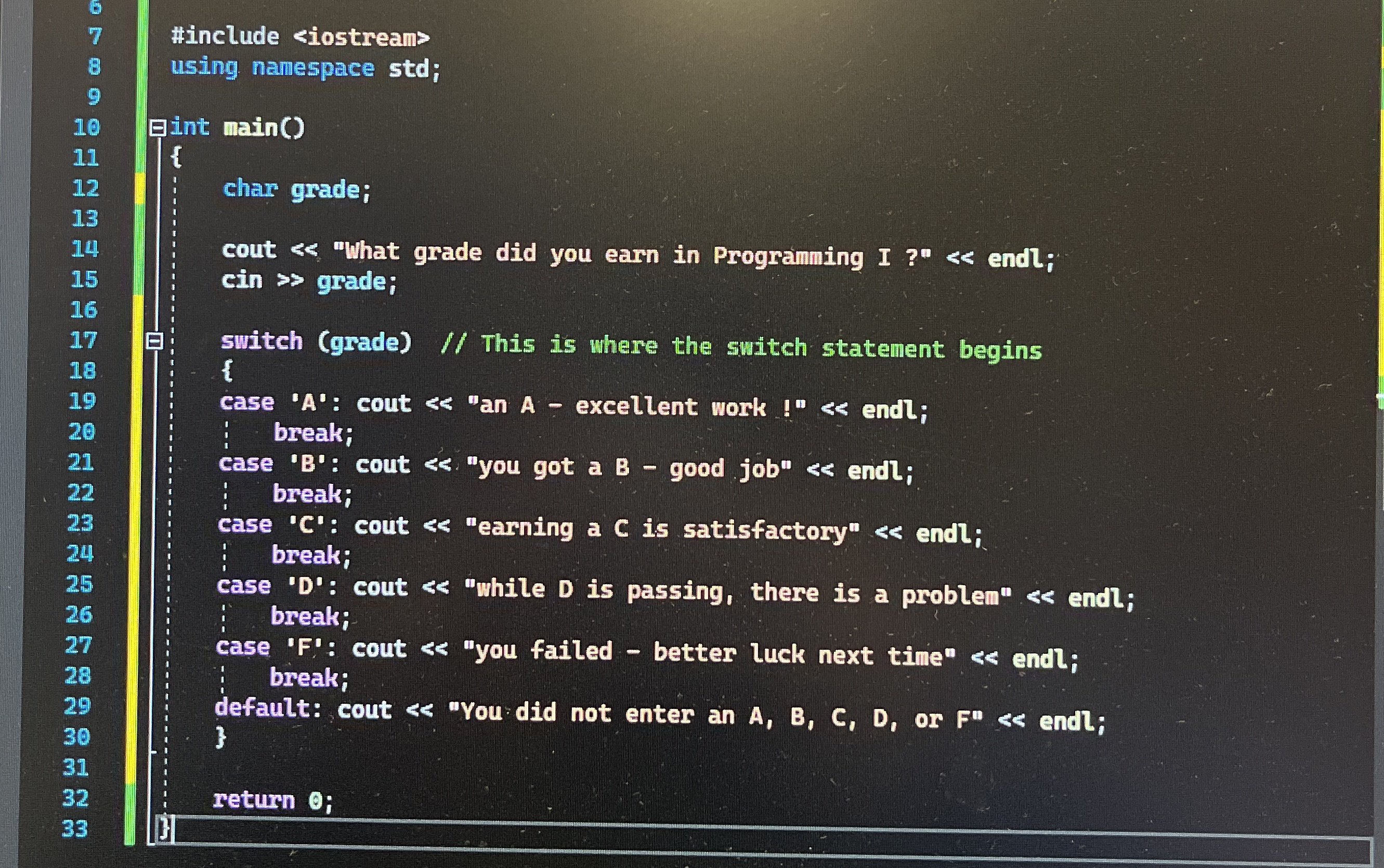Add an aditional switch statement that allows for