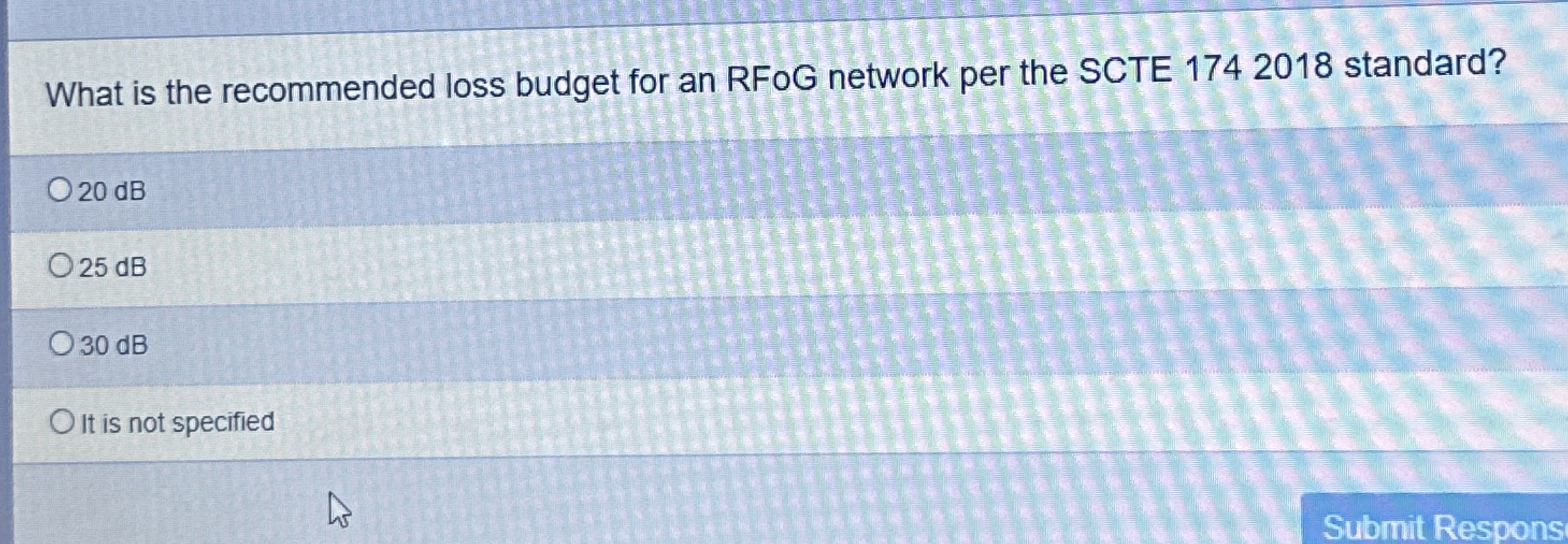 What is the recommended loss budget for an RFoG