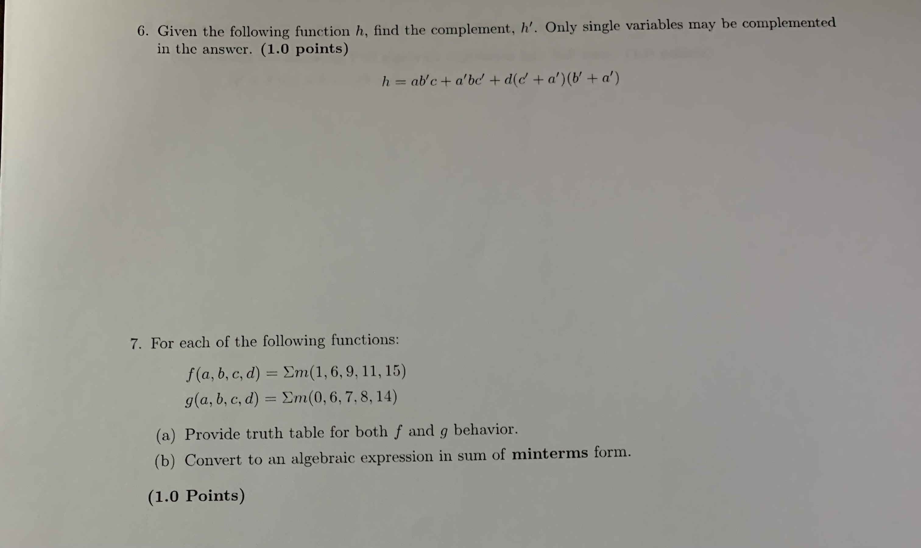 please provide all details including truth table