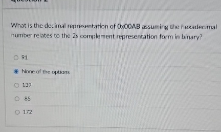 What is the decimal representation of 0 0 0 A B