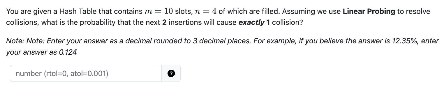 You are given a Hash Table that contains \ ( m =