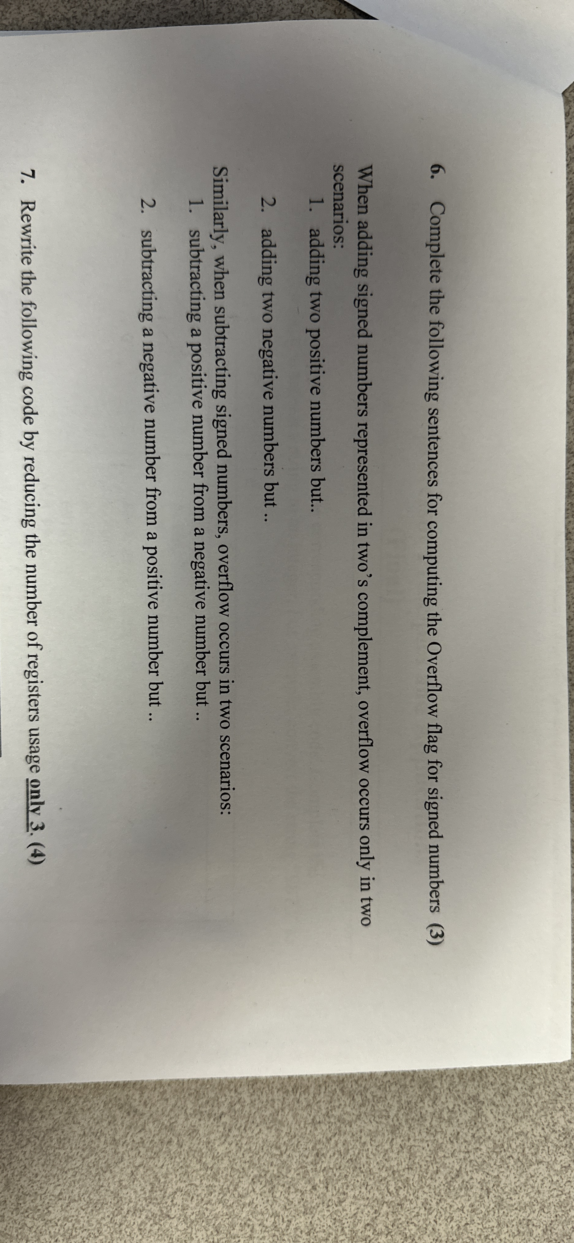 Complete the following sentences for computing