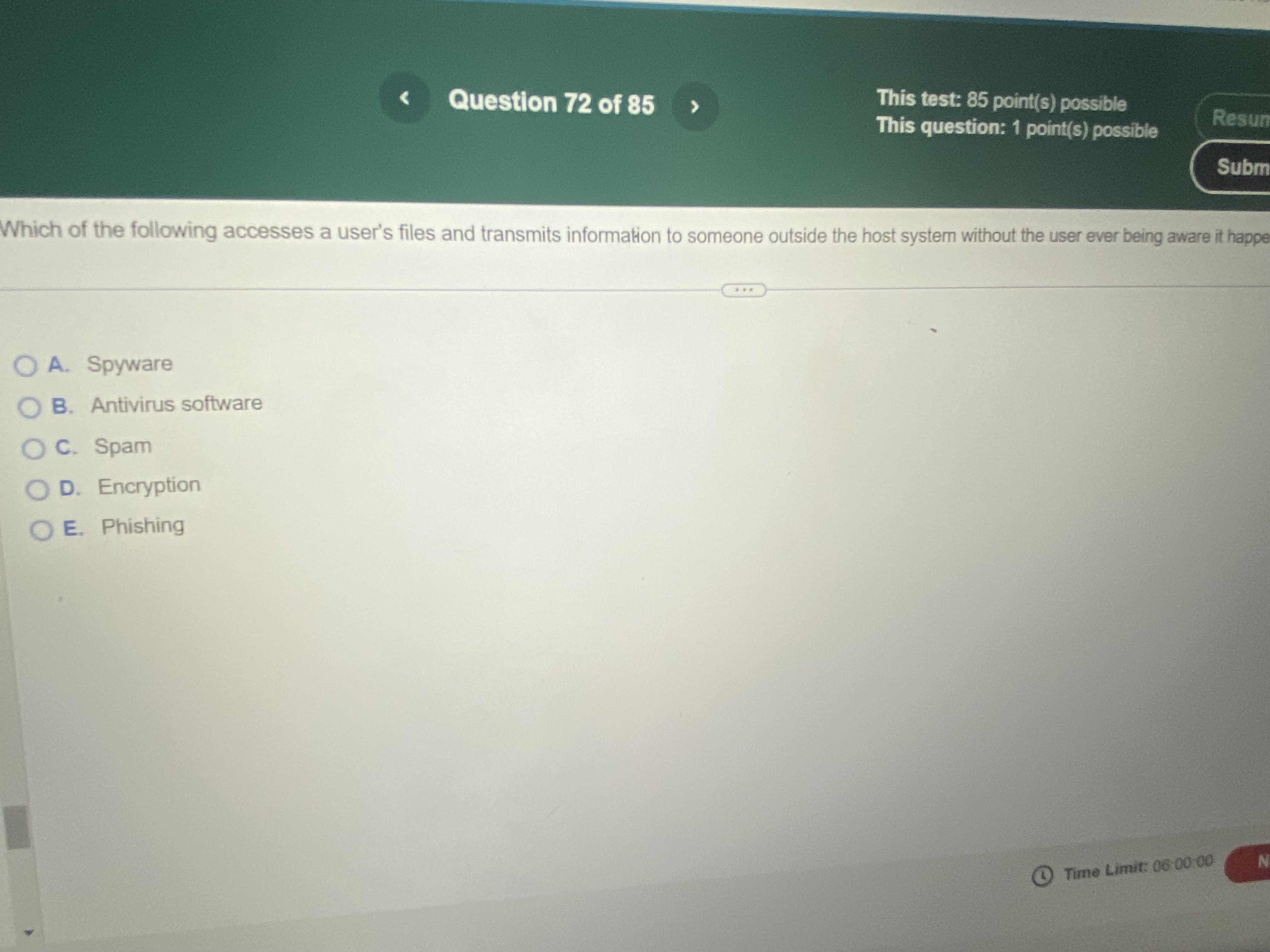 Question 7 2 of 8 5 This test: 8 5 point ( s )