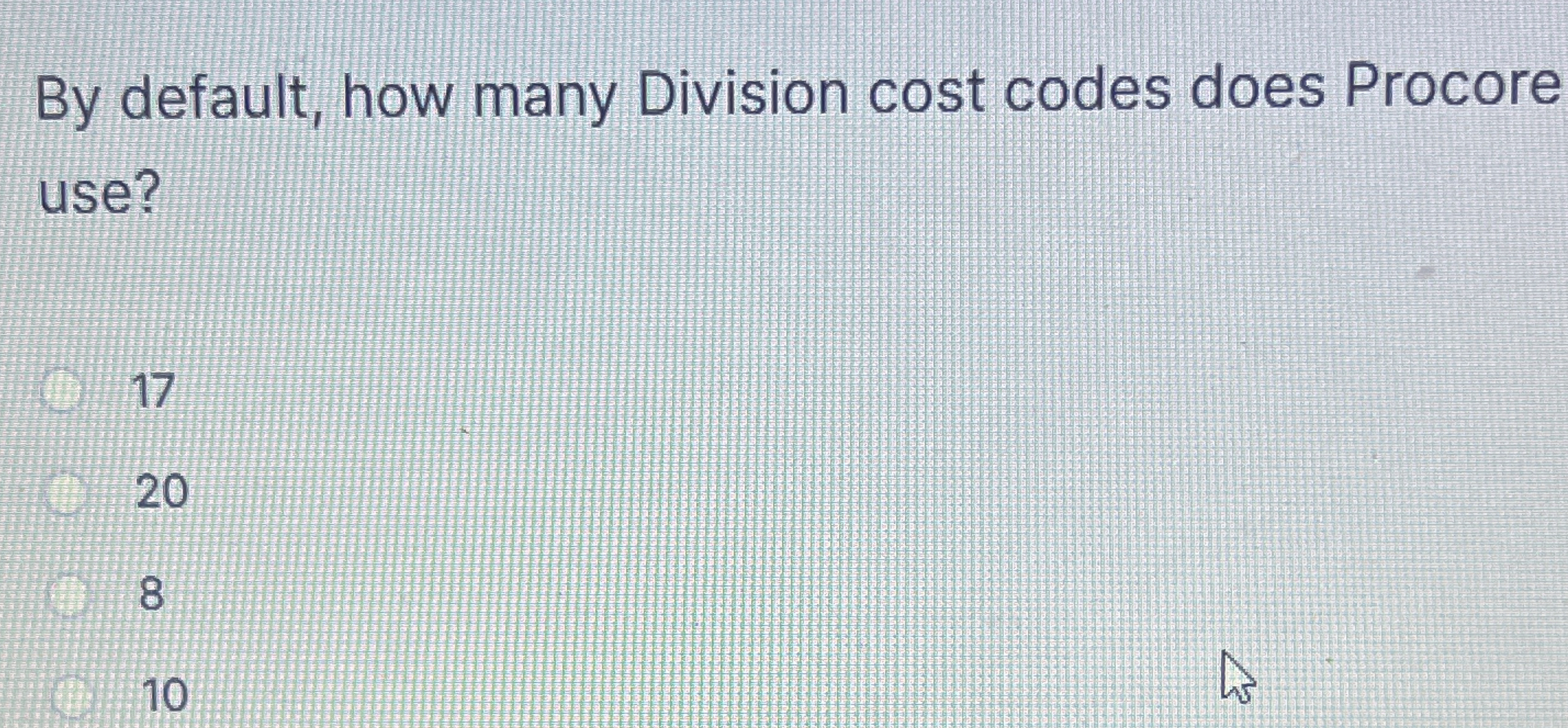 By default, how many Division cost codes does