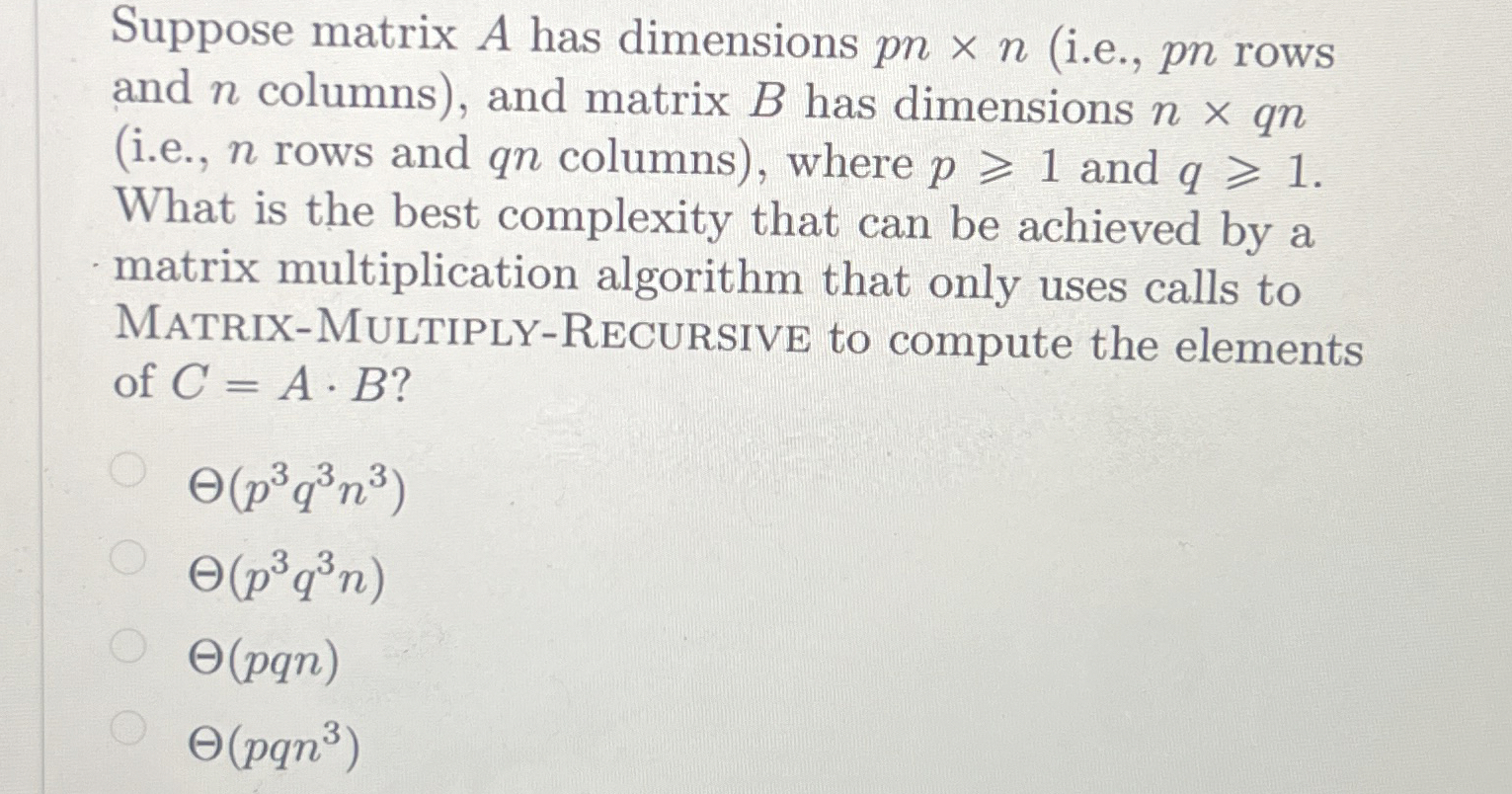 Suppose matrix A has dimensions p n n ( i . e . ,