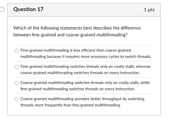 Question 1 7 Which of the following statements