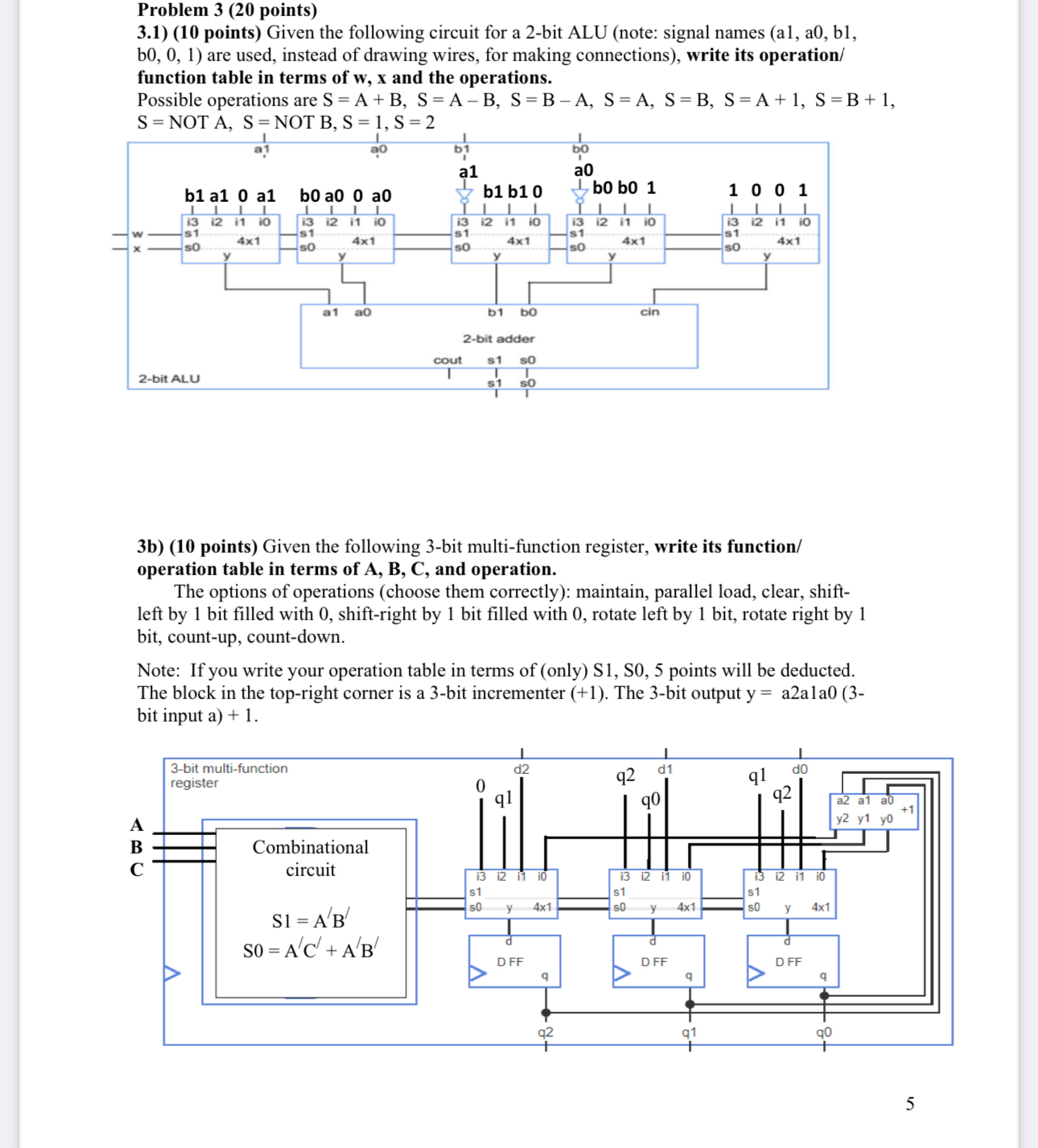 Problem 3 ( 2 0 points ) 3 . 1 w , x and the