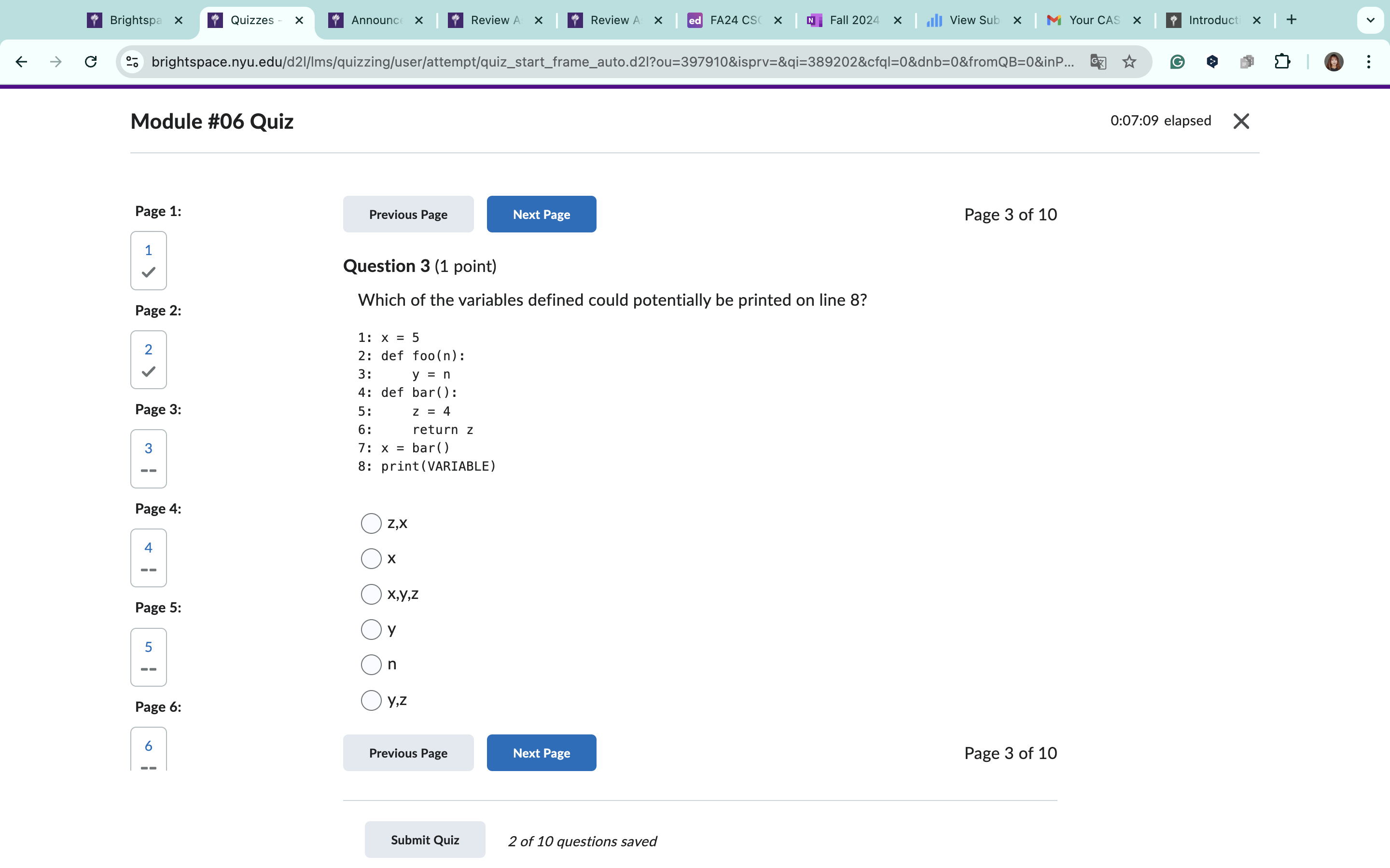 Question 4 ( 1 point ) Consider the following