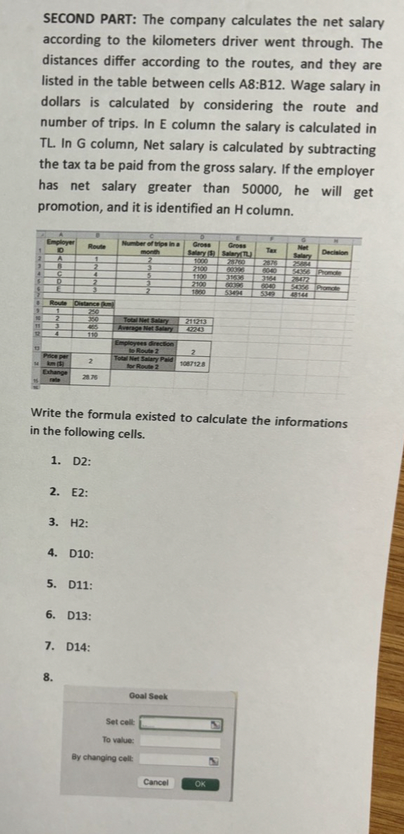 SECOND PART: The company calculates the net