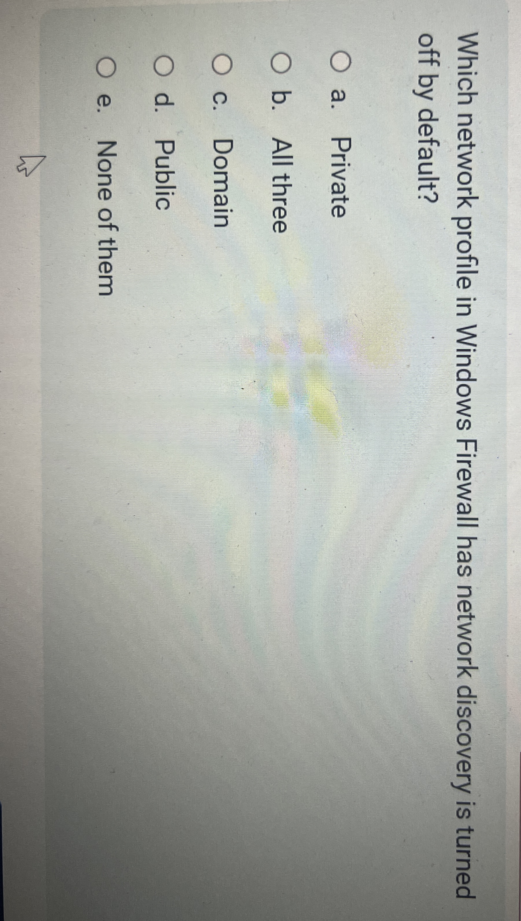 Which network profile in Windows Firewall has