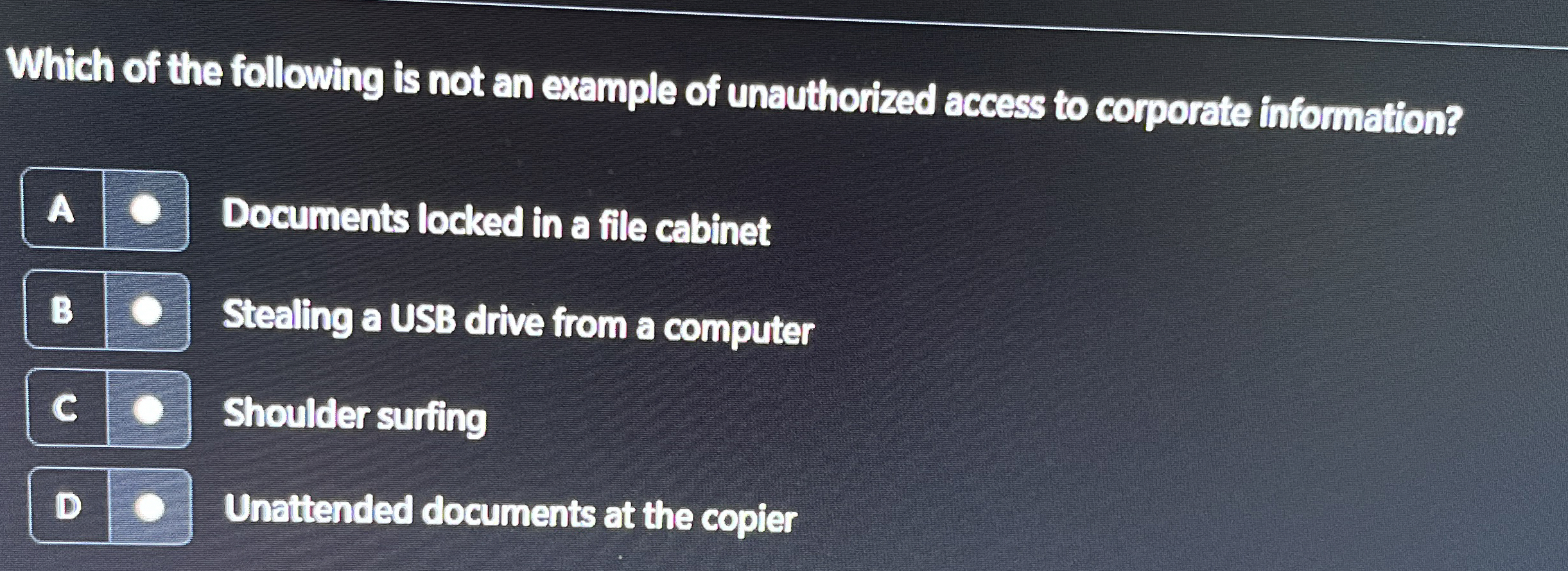 Which of the following is not an example of