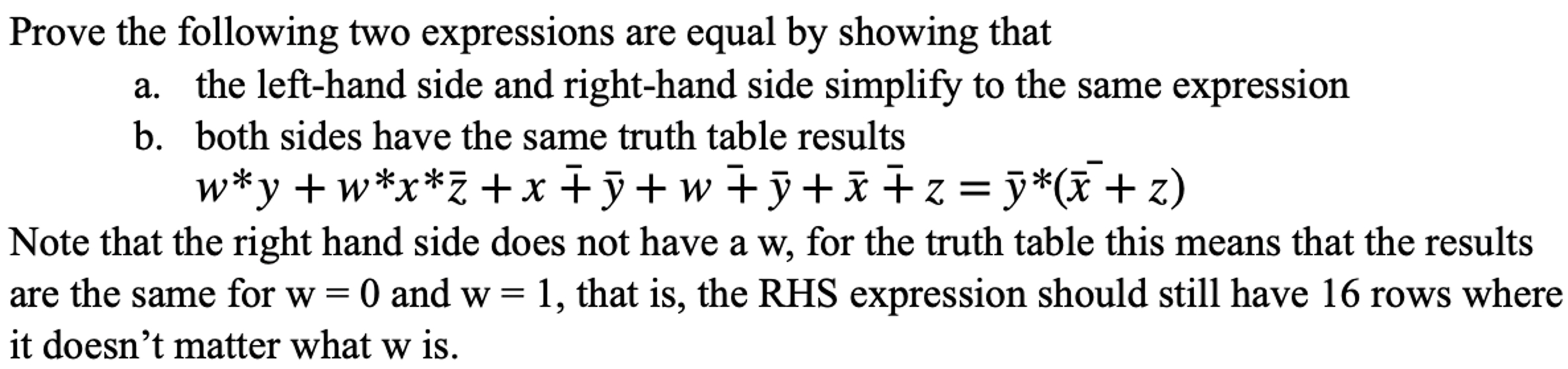 Prove the following two expressions are equal by