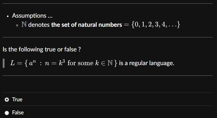 Assumptions . . . N denotes the set of natural