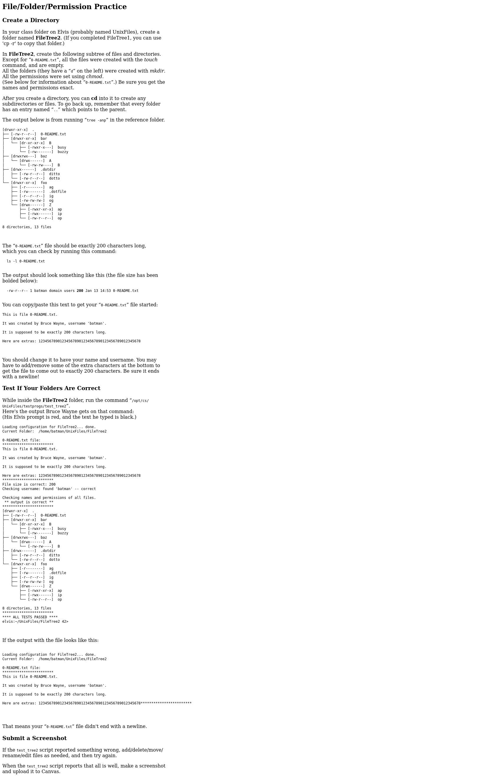 File / Folder / Permission Practice Create a