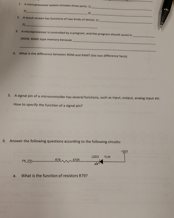 A microprocessor system includes three parts: 1 )