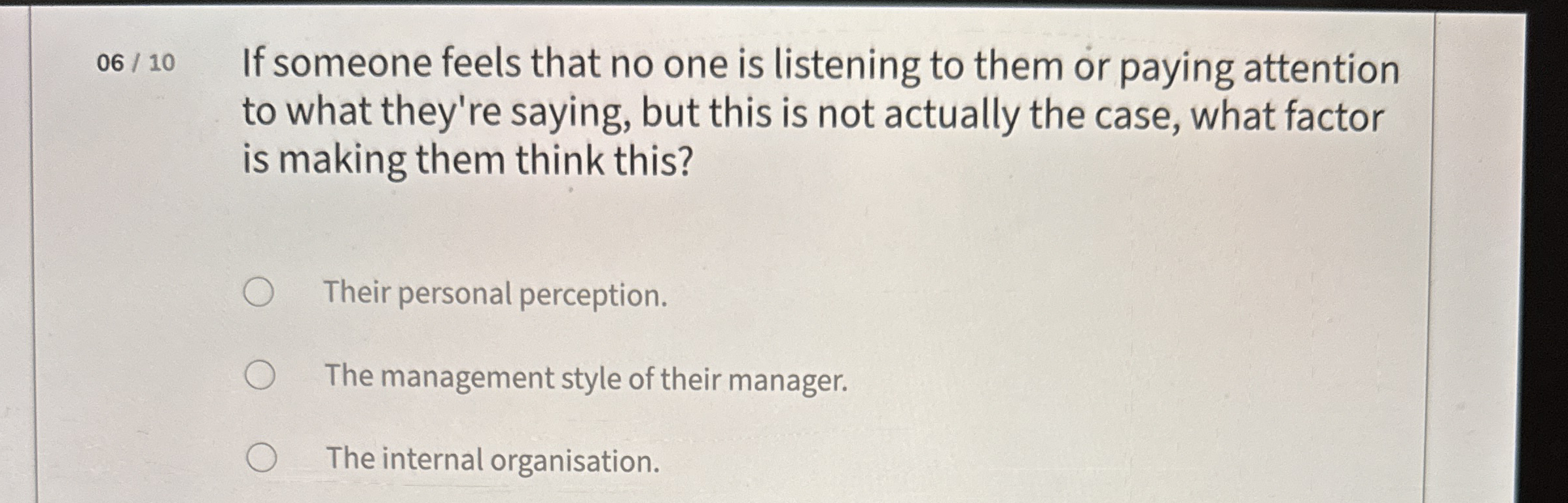 0 6 / 1 0 If someone feels that no one is