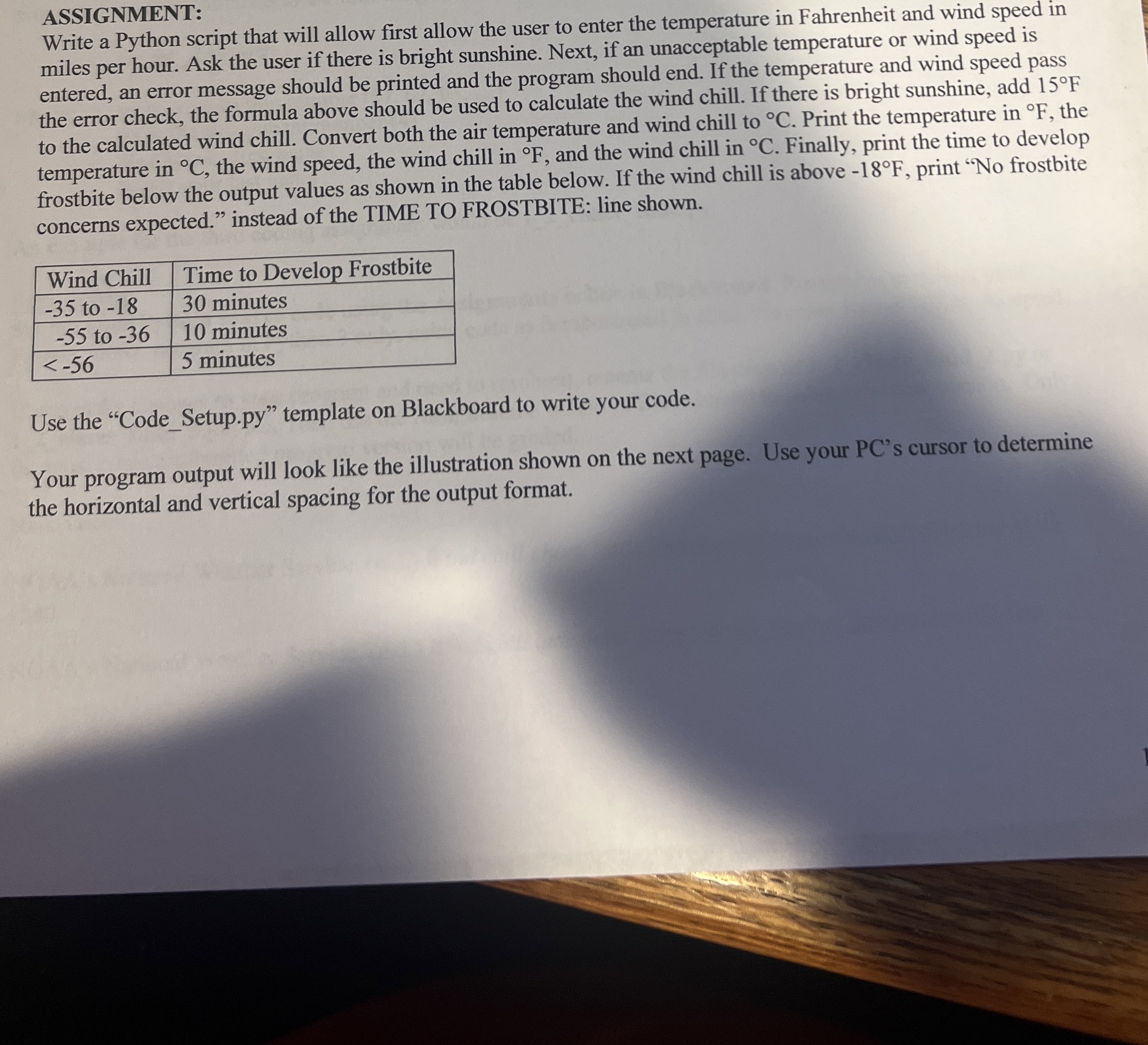 ASSIGNMENT: Write a Python script that will allow