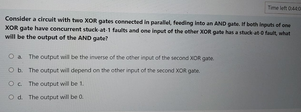 Consider a circuit with two XOR gates connected