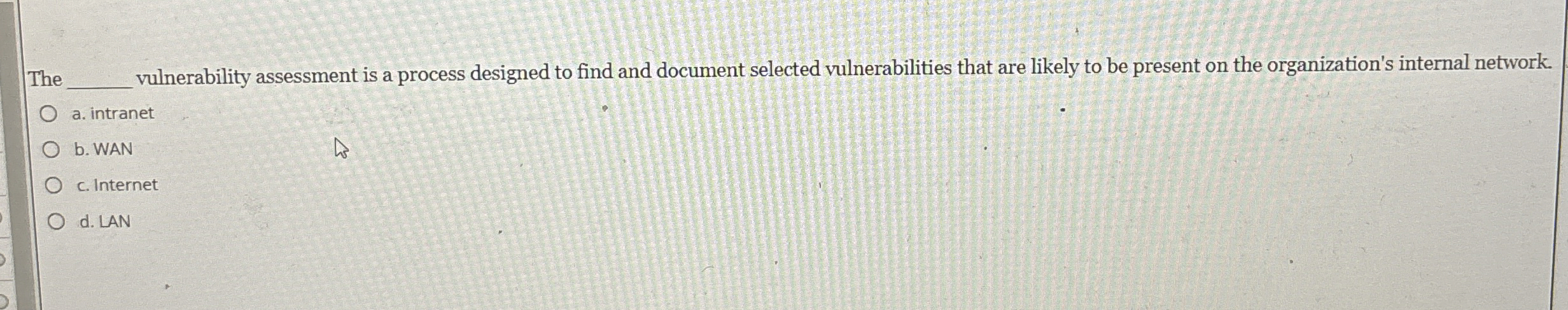 The q , vulnerability assessment is a process