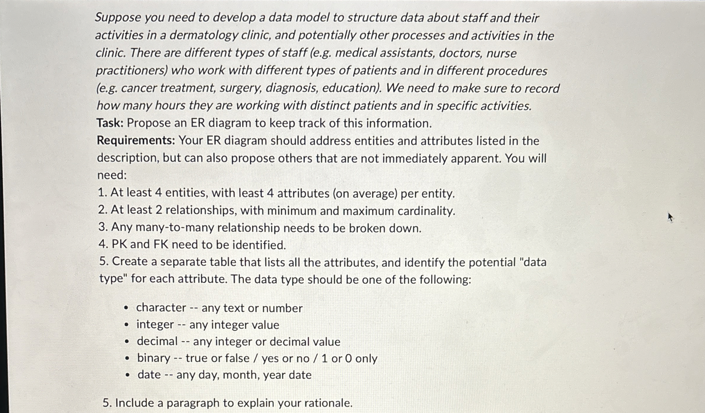 Suppose you need to develop a data model to