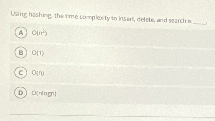 Using hashing, the time complexity to insert,