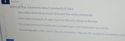 6 1 part Select all true statements about