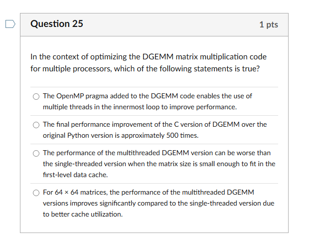 Question 2 5 In the context of optimizing the